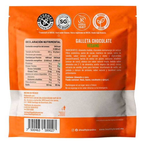 Galleta Healthy Brand Chocolate 50g
