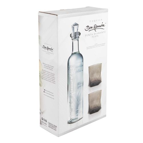 Tequila Don Ramón Plata con 2 Vasos 750ml