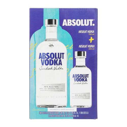 Vodka Absolut Blue 750ml + Absolut Vodka Blue 200ml