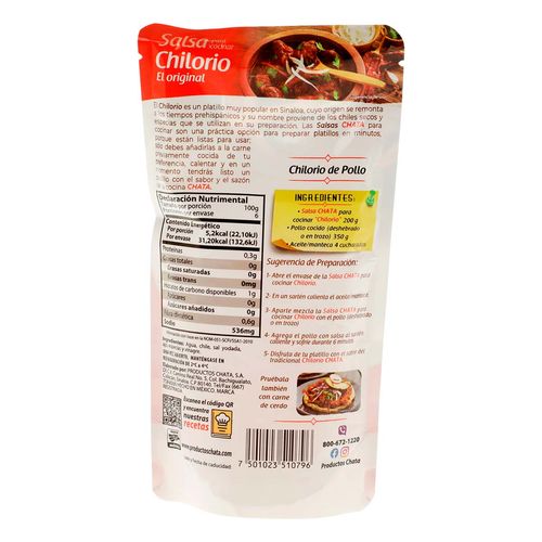 Salsa Chata Para Cocina Chilorio 200g