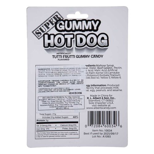 Gomitas Alberts Hot Dog Grande 150g