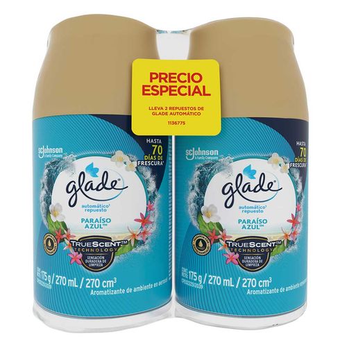 Aromatizante Glade Repuesto Paraíso Azul 270ml