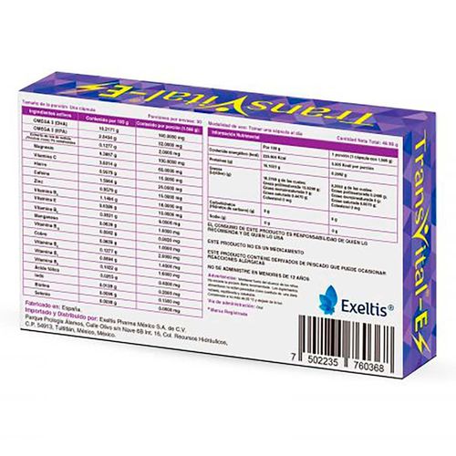 Suplemento Alimenticio Transvital-E 46.98g 30 Cápsulas