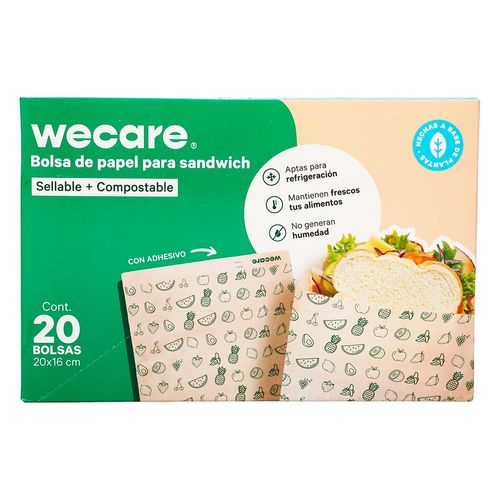 Bolsa de Papel para Sándwich Wecare Sellables 20 Piezas