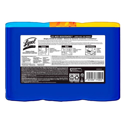 Toallitas Desinfectantes Lysol Citrus, Mango Hibiscus, Crisp Linen 3 Pack de 35 Piezas