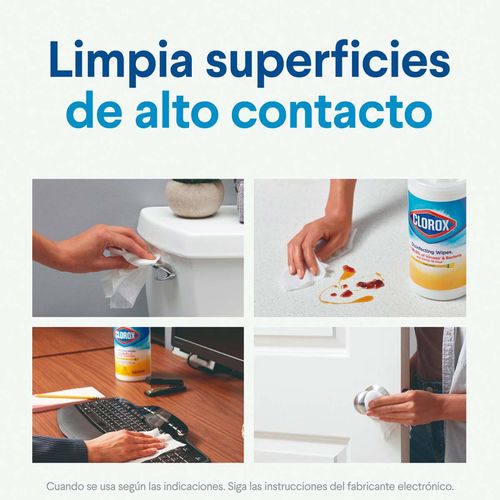 Toallitas Desinfectantes Clorox Limón- Fresco 2 Pack 75 Piezas c/u