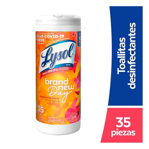 Lysol Toallitas Desinfectantes para Superficies Mango & Hibiscus de 35 Piezas