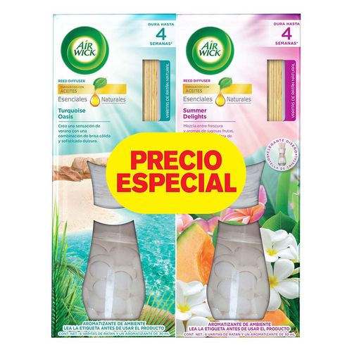 Aromatizante Air Wick, Turquoise Oasis & Summer Delights 2 Pack de 30 ml c/u