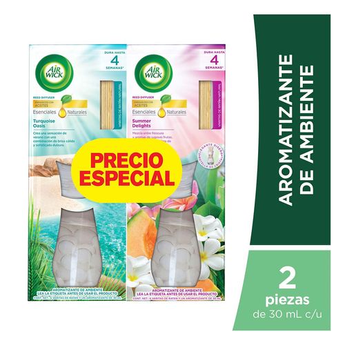 Aromatizante Air Wick, Turquoise Oasis & Summer Delights 2 Pack de 30 ml c/u