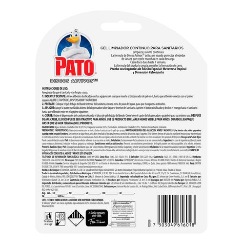 Gel Limpiador Continuo para Sanitario Pato Dimensión Refrescante 36ml