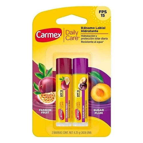 Bálsamo Labial Hidratante Carmex Suggar Plum y Passion Frut 2 Pack 4.25g c/u