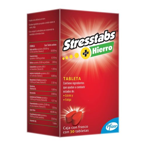 Stresstabs Multivitamínico con Hierro Frasco con 30 Tabletas