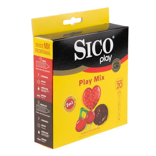 Condones Sico Play Mix 20 Piezas