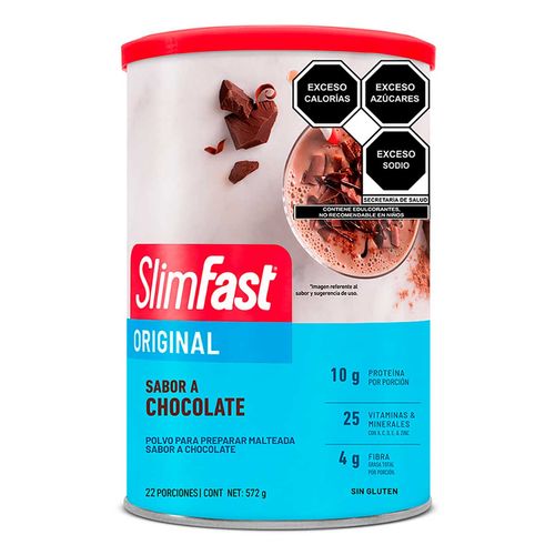 Malteada en Polvo Slim Fast Original Sabor chocolate 572g