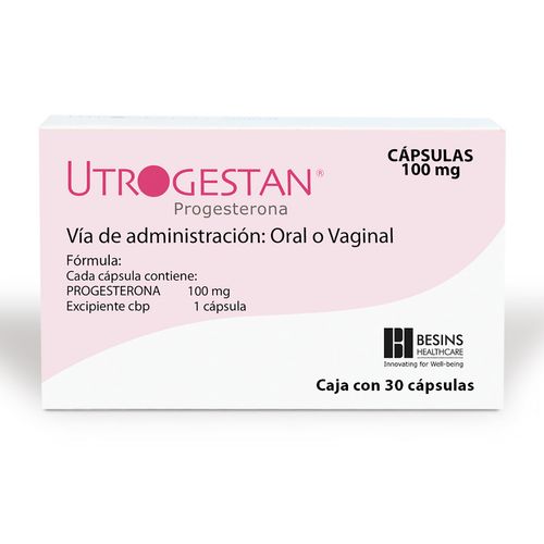 Cápsulas Utrogestan 100mg Caja con 30 Cápsulas