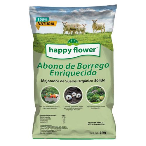 Abono Happy Flower de Borrego Enriquecido 3kg