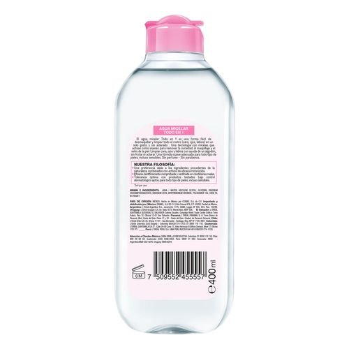 Agua Micelar Garnier Skin Active Todo en 1 de 400ml