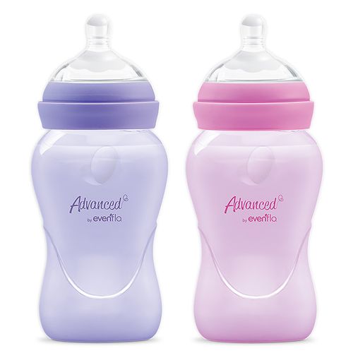Biberón Advanced by Evenflo Bold Cuello Ancho Niña Flujo Medio 9oz / 270ml 2 pack