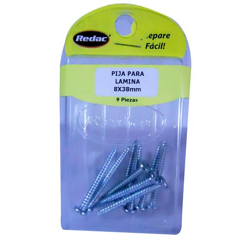 Pija Lámina Redac Galvanizada 8x38mm 9 Piezas.