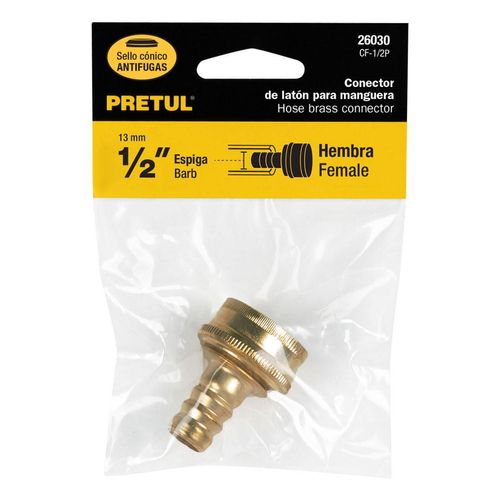 Conector 1/2" Pretul, Hembra de Latón Laminado