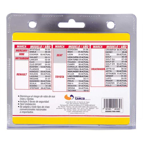 Seguro Rin Mikel´s 1/2” X 2 Brilo
