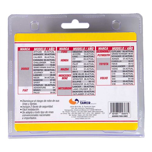 Seguro Rin Mikel´s 12mm X 1.25 Tuerca