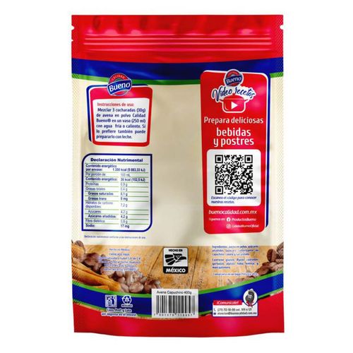 Avena en Polvo Calidad Bueno  Sabor Capuchino 400g