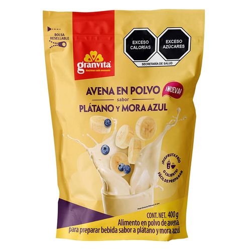 Alimento en Polvo de Avena Granvita Platano y Moras 400g