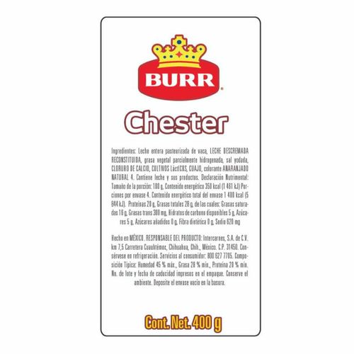 Queso Burr Imitación Chester 400 gr