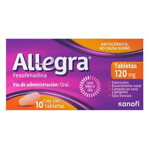 Allegra Antihistamínico para Alergias Leves a Moderadas 10 tabletas 120 mg