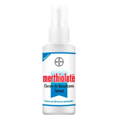 Tintura con Atomizador Merthiolate Blanco Antiséptico para Heridas Leves 60ml