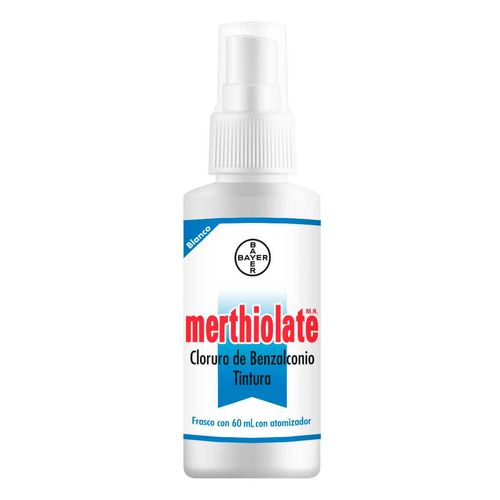 Tintura con Atomizador Merthiolate Blanco Antiséptico para Heridas Leves 60ml