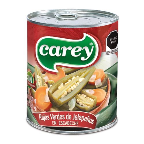 Chiles Carey Rajas Verdes de Jalapeño en Escabeche 800g