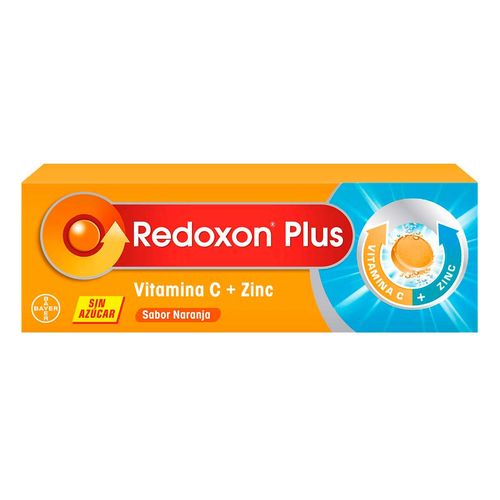 Tabletas Efervescentes Redoxon Plus Sin Azúcar Vitamina C + Zinc 10 Tabletas
