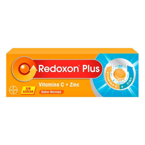 Tabletas Efervescentes Redoxon Plus Sin Azúcar Vitamina C + Zinc 10 Tabletas