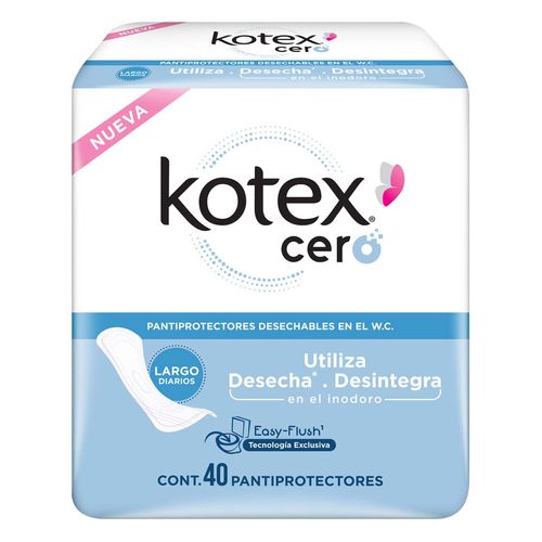 Pantiprotector Kotex Largo Cero Paquete con 40 Pantiprotectores