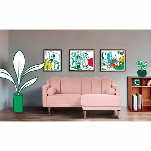 Sofá Cama + Taburete Makora Novella Palo de Rosa Velvet