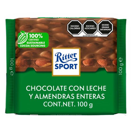 Chocolate con Leche Ritter Sport con Almendras 100g
