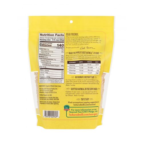 Avena Bob's Red Mill Orgánica Estilo Escocés 567g