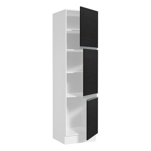 Paneleiro Madesa Glamy 60 cm 3 Puertas Branco Preto