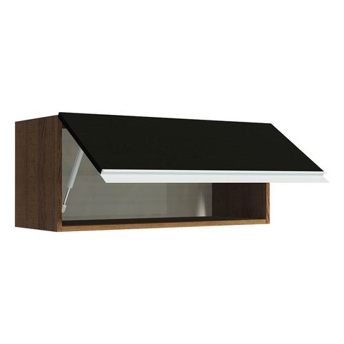 Armario Aéreo Madesa Glamy 80 cm 1 Porta Basculante Rustic Preto