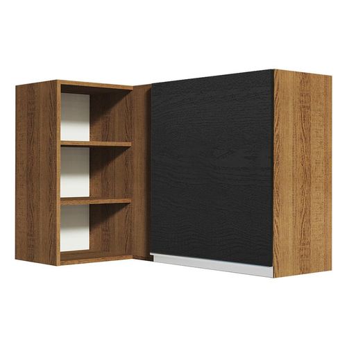 Armario Aéreo de Canto Madesa Glamy 1 Porta para linha de 60 cm de profundidade Rustic Preto