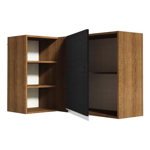 Armario Aéreo de Canto Madesa Glamy 1 Porta para linha de 60 cm de profundidade Rustic Preto