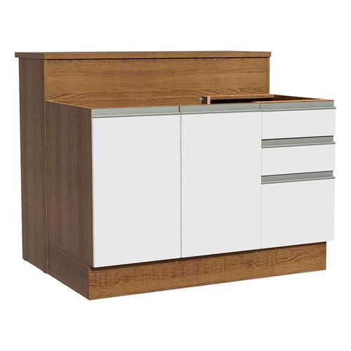 Mostrador 120 cm Rustic Branco Glamy Madesa