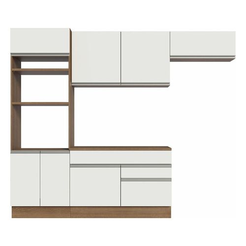 Armario de Cocina Completa 270cm Rustic Branco Glamy Madesa 14