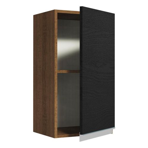 Armario Aéreo Madesa Glamy 35 cm 1 Porta Rustic Preto
