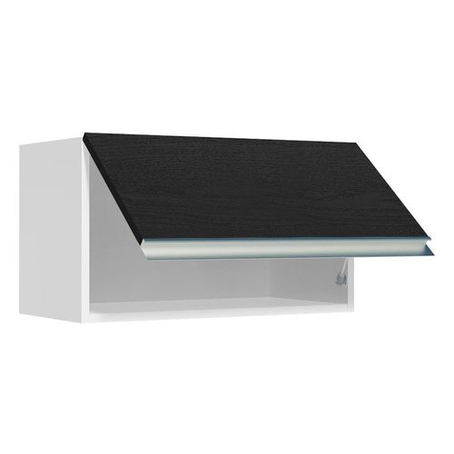 Armario Aéreo Madesa Glamy 60 cm 1 Porta Basculante Branco Preto