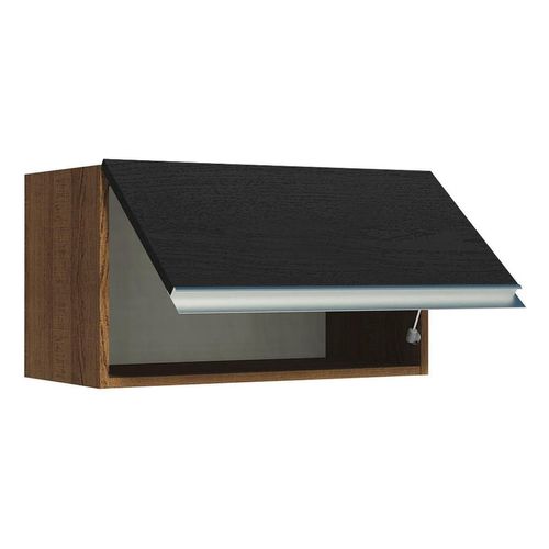 Armario Aéreo Madesa Glamy 60 cm 1 Porta Basculante Rustic Preto
