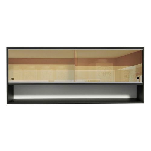 Armario Aéreo Madesa Reims 120cm 2 Puertas de Correr de Vidro Reflex 1 Nicho Preto