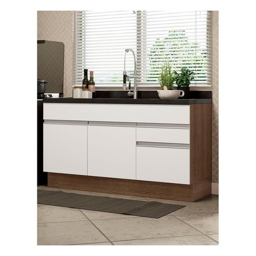 Mostrador Gabinete de fregadero Madesa Glamy 150 cm 2 Gavetas 2 Puertas Sin Encimera y Pia Rustic Branco